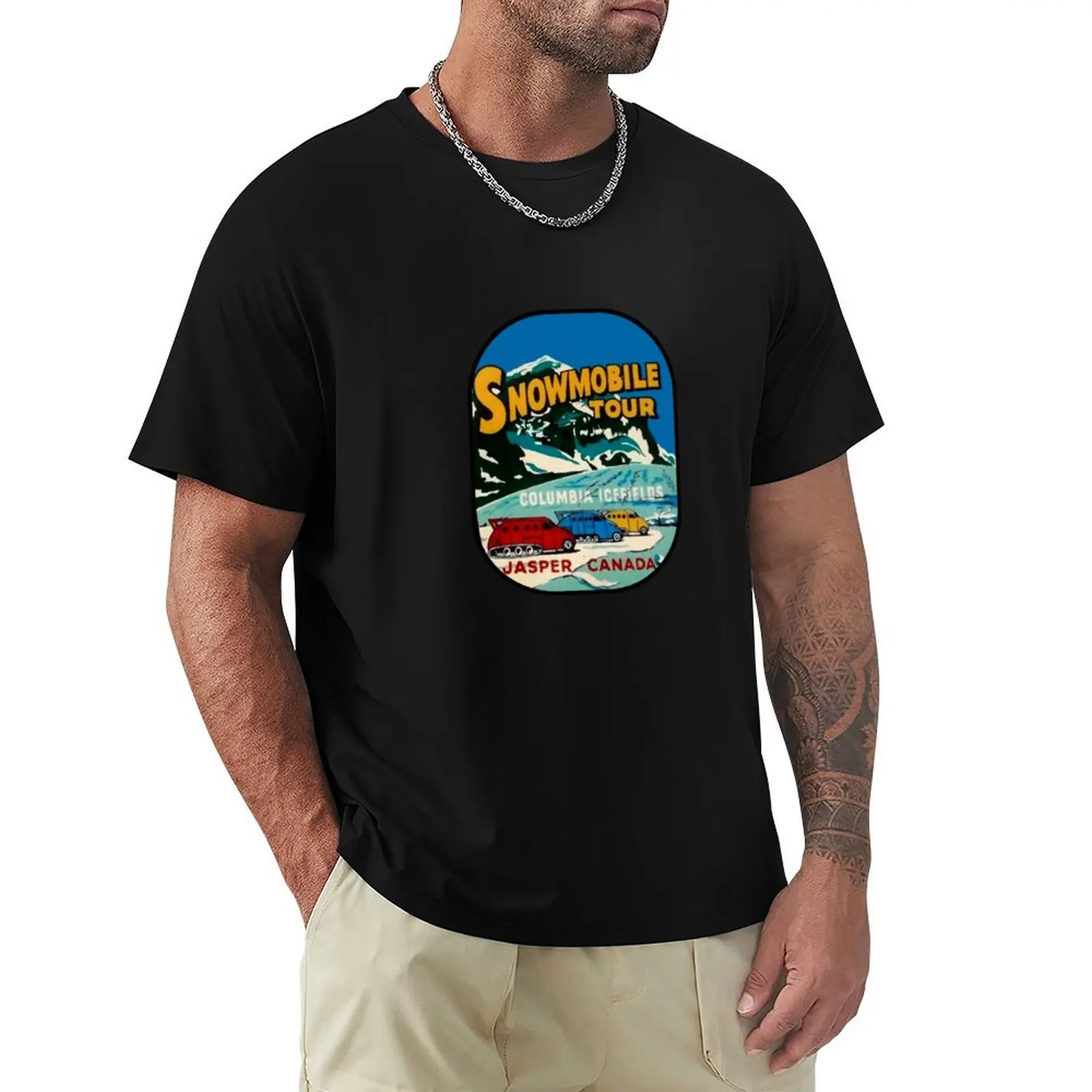 Jasper Snowmobile National Park Vintage Decal T-Shirt man t shirts high quality luxury brand T-Shirt
