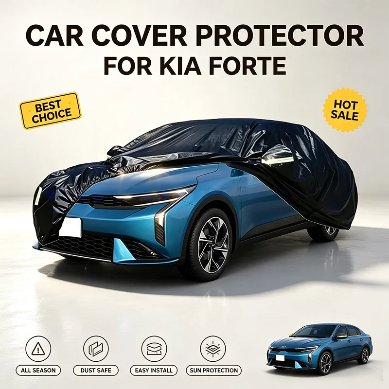 For KIA Forte Full Car Cover All Weather Snow Sun UV Dustproof Reflective Strips Wind Straps Outdoor