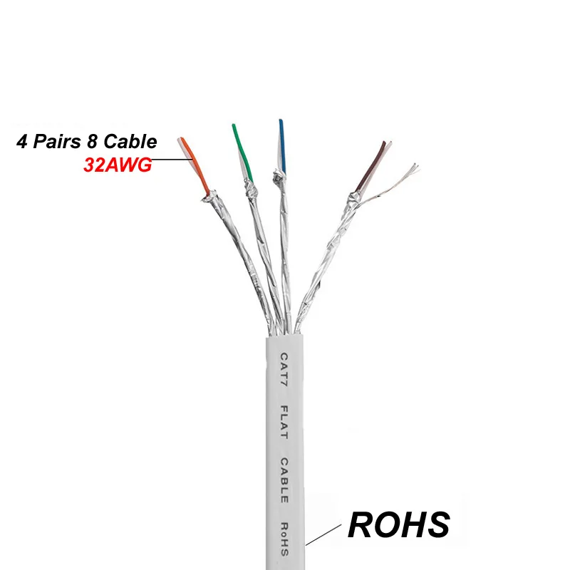 White/Black Cat7 Cat 7 Flat Cable Ethernet RJ45 LAN Network Cable Patch Cord 10Gbps 600MHz For Router Modem 3m 5m 10m 15m 25m