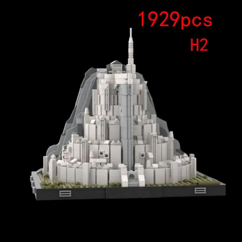 

Spot MOC-140900 1929pcs small particle assembly building blocks white castle building model toy