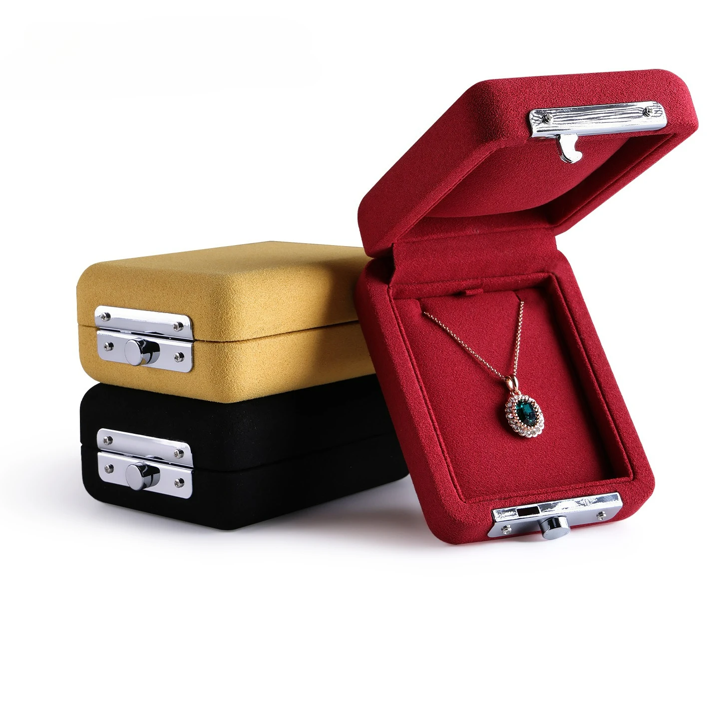 Exquisite jewelry box with lock ring necklace earrings storage box girls portable gold jewelry gift box