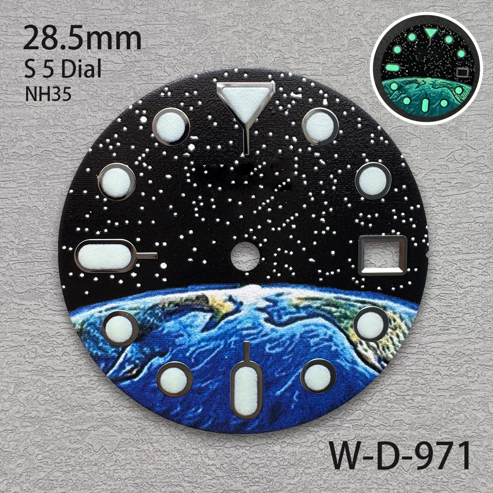 28.5mm S5 Logo Starlit Dial Fit NH35/NH36/4R/7S Japanese Movement C3 Green Luminous High-Quality Watch Modification Accessories