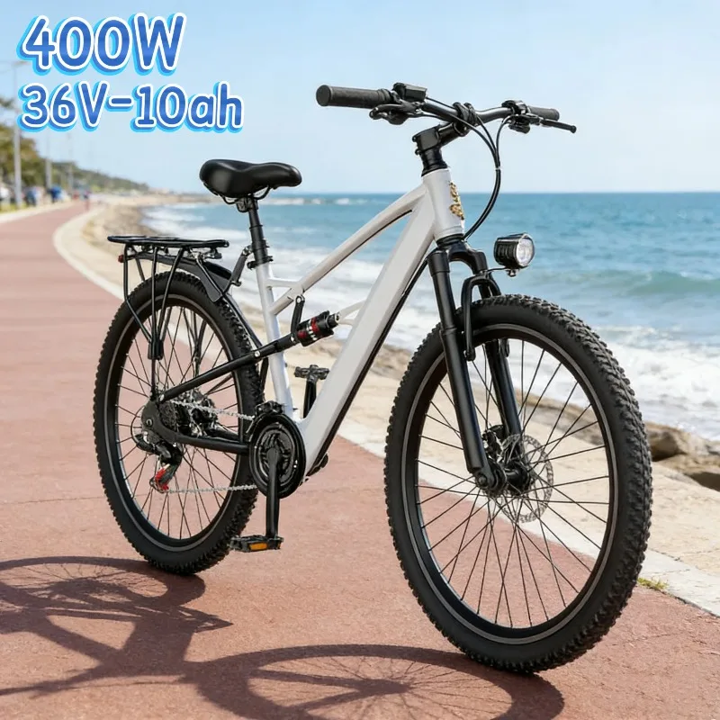 

26-inch Wear-resistant Tire All-terrain Riding Electric Bike 400W Motor Electric Bicycle 36V 30AH Battery Adult E-bike,