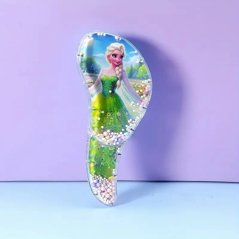 ديزني إلسا الهلال على شكل الترتر هزة تصفيف الشعر مشط جميل إلسا مطرزة وسادة هوائية مشط الشعر الاطفال الفتيات عيد الميلاد G