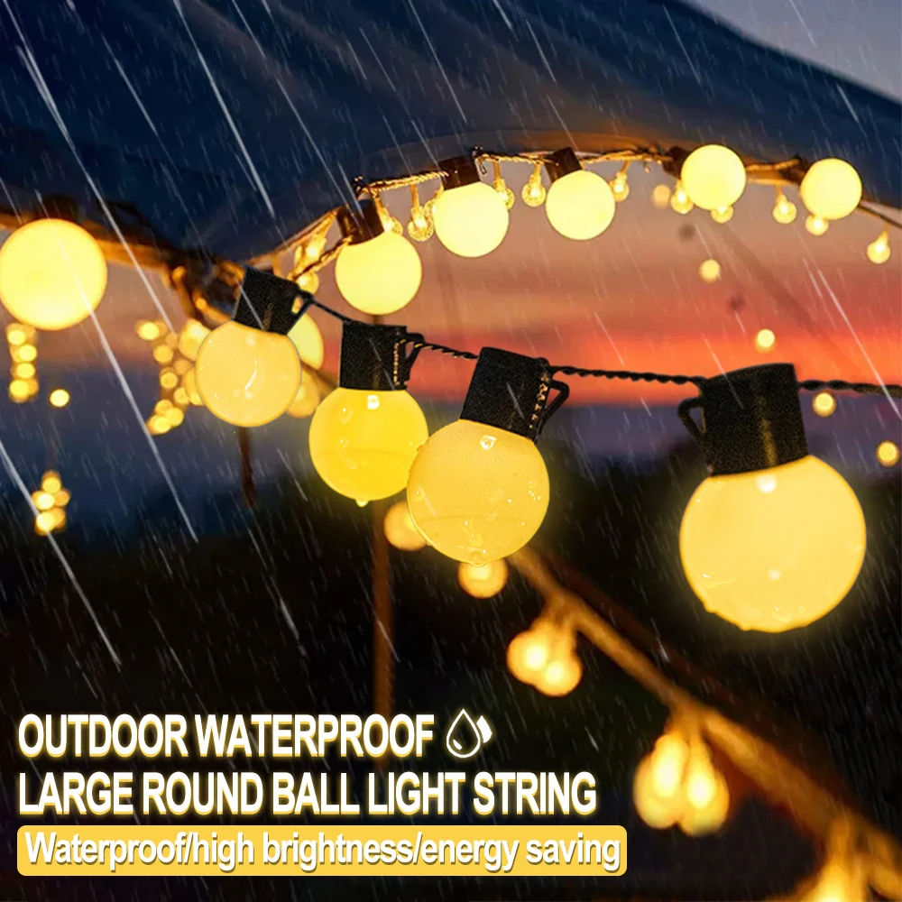 

10M Outdoor Solar G40 Bulb LED String Lights Waterproof Solar Lights Decor For Courtyards Pavilions Gardens Streets Holidays
