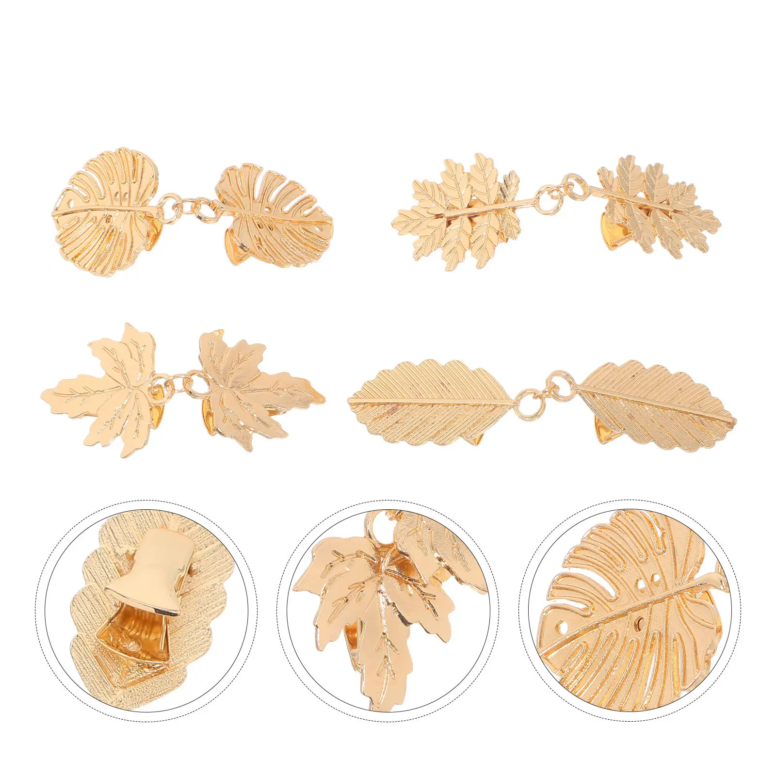 Vintage Sweater Clips for Women 4 Piece Zinc Alloy Cardigan Shawl Scarf Brooch Dress Collar Closure Pins