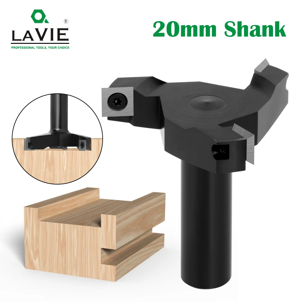 LAVIE 20 Shank Replaceable Blade Planing Bit Face End Milling Cutter Insert-Style Spoilboard CNC Surfacing Router Bits For Wood