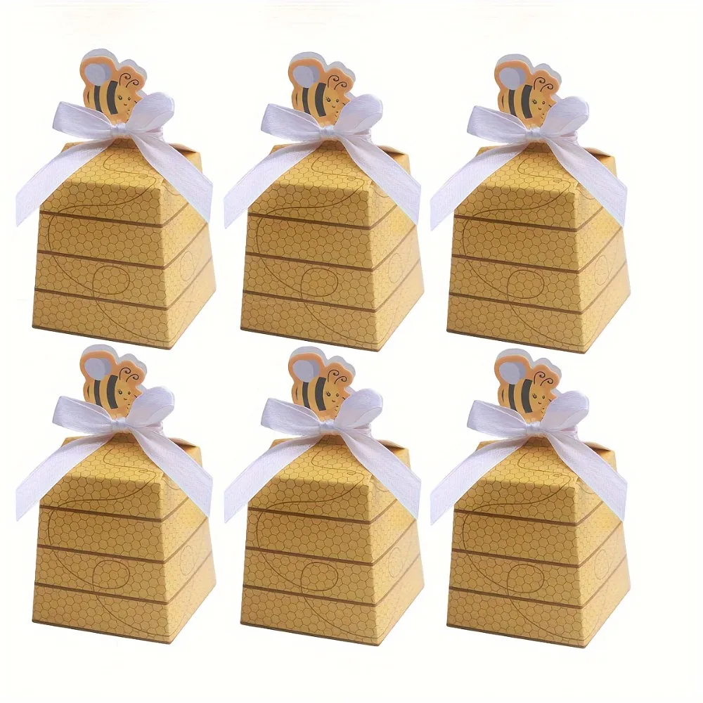 10 pcs, Little Bee Theme Party Birthday Wedding Theme Gift Candy Biscuit Packaging Box, Small Business Supplies, Packaging