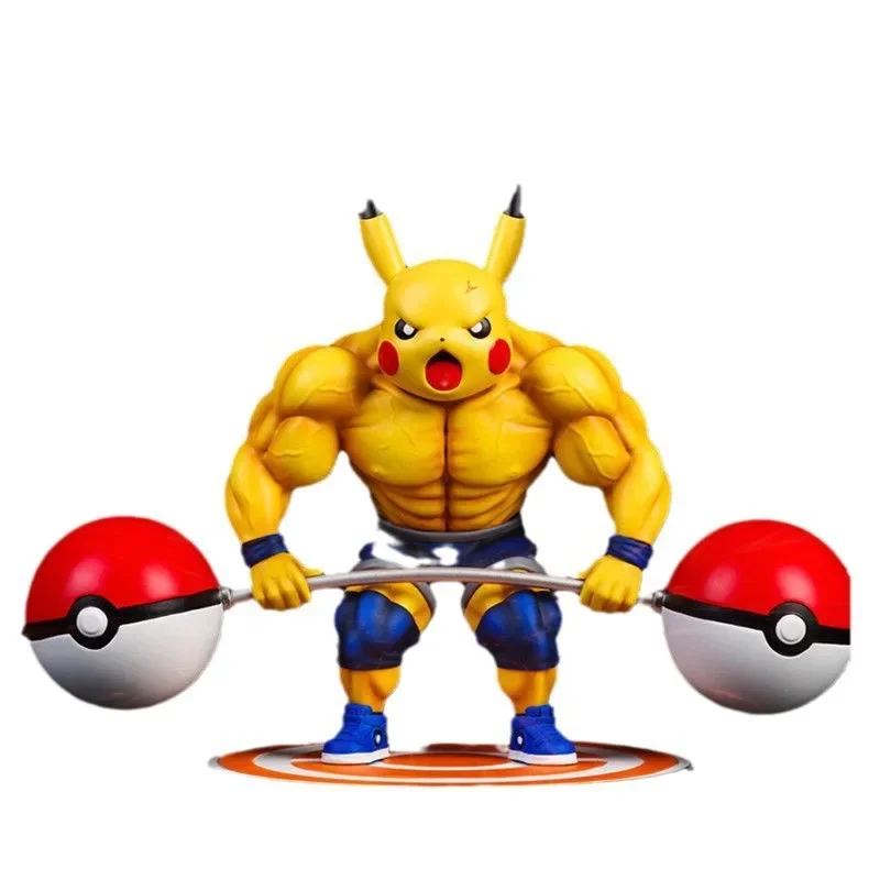 14 centimetri Pokemon Buff Pikachu Figura Muscolare Pokedex Statua PVC Divertente Anime Desktop Da Collezione Modello Regali Di Compleanno Giocattoli Per Bambini