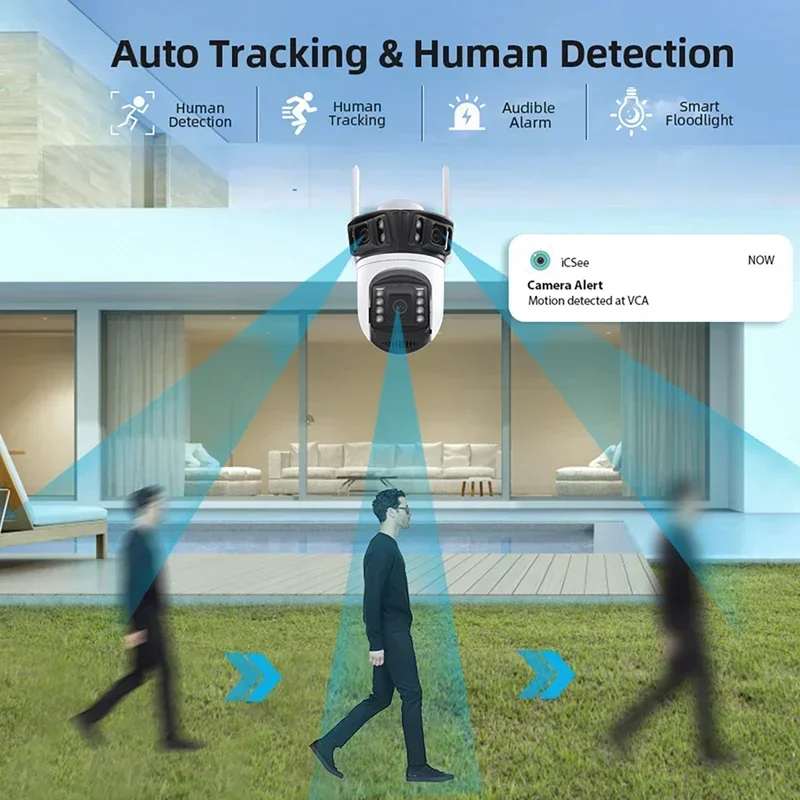 

HD Indoor And Outdoor Full Color Night Vision Three Lenses Three Screens WIFI IP Camera Remote Monitoring Surveillance Cam