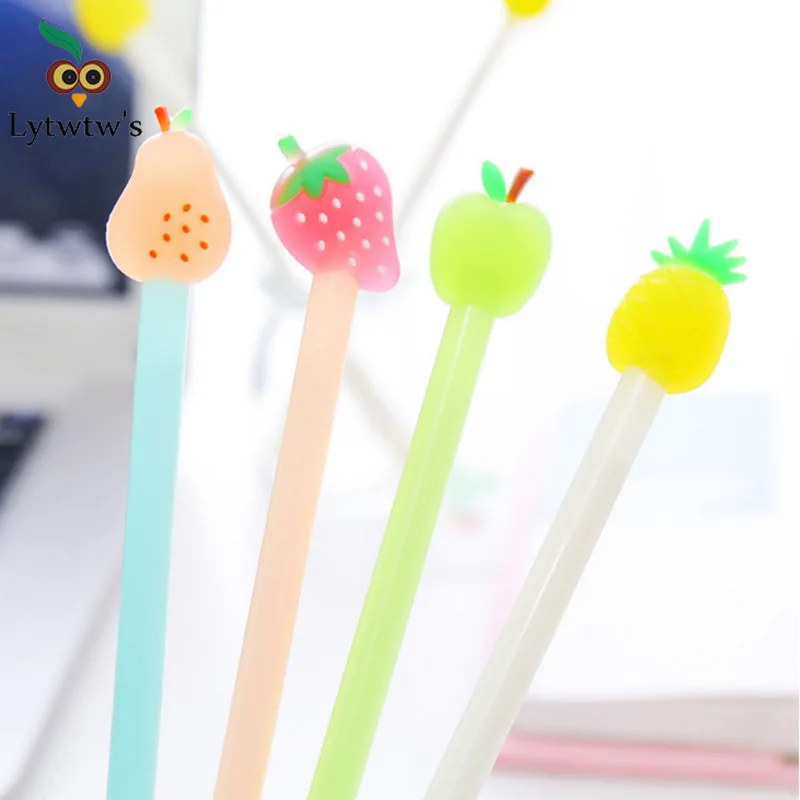 1 Piece Cute Kawaii Fruit Gel Pen Handle Stationery Creative School Office Supply Sweet Pretty Lovely Pineapple Pear Strawberry