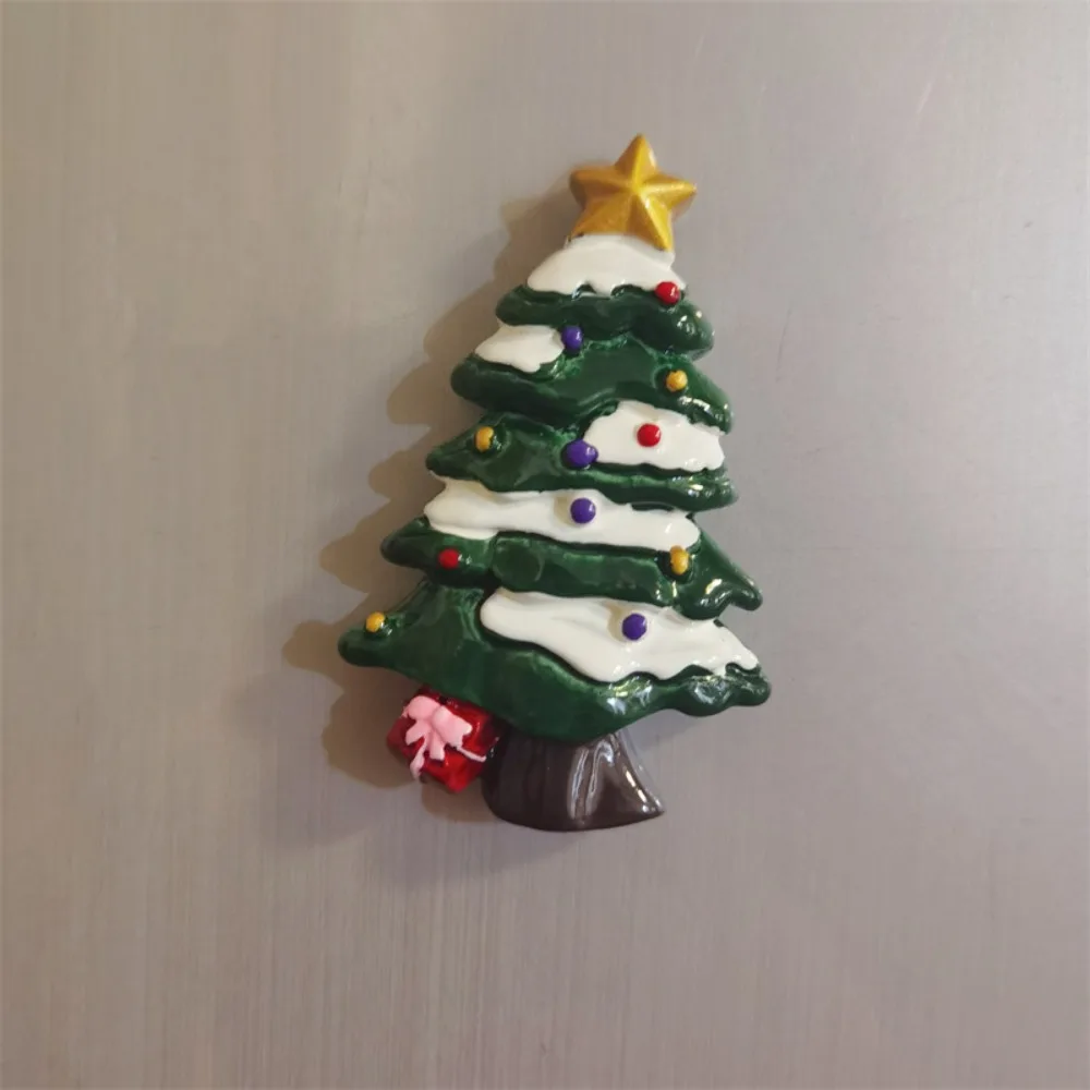 

Christmas Theme Christmas Refrigerator Sticker Figurine Resin Snowman Christmas Tree Magnet Fridge Santa Claus Cute