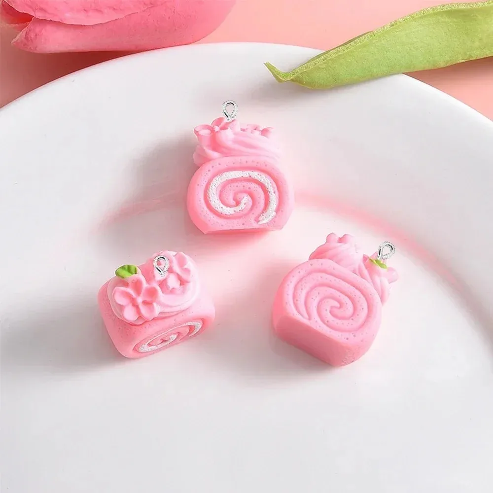 10PCS 21x19mm Roll Cake Flat Back Resin Charms Pendants for Earrings Bracelet Hairpin DIY Decor Accessories - view 5