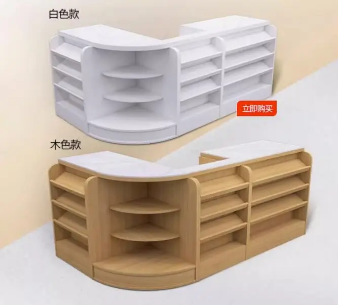 

Supermarket solid wood checkout counter Small snack store mother and baby store fruit store convenience store checkout counter