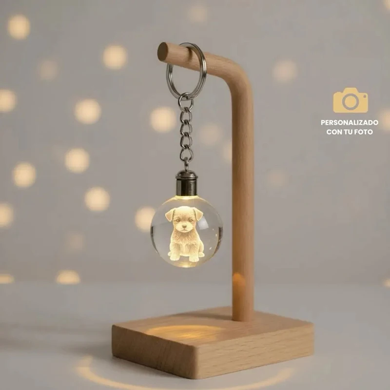 Customized Photo Text Personalized Crystal Ball Keychain 2D Laser Engraving Pets Baby Family Picture Glass Sphere Souvenir Gifts