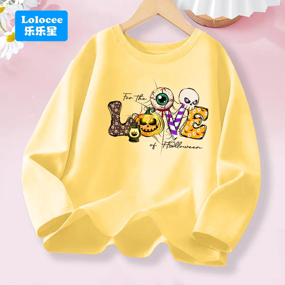 Happy Halloween Skeleton Funny T Shirt For Boy Girl Little Ghost Creative Gift T-shirts Spring Autumn Long Sleeve Tees Top