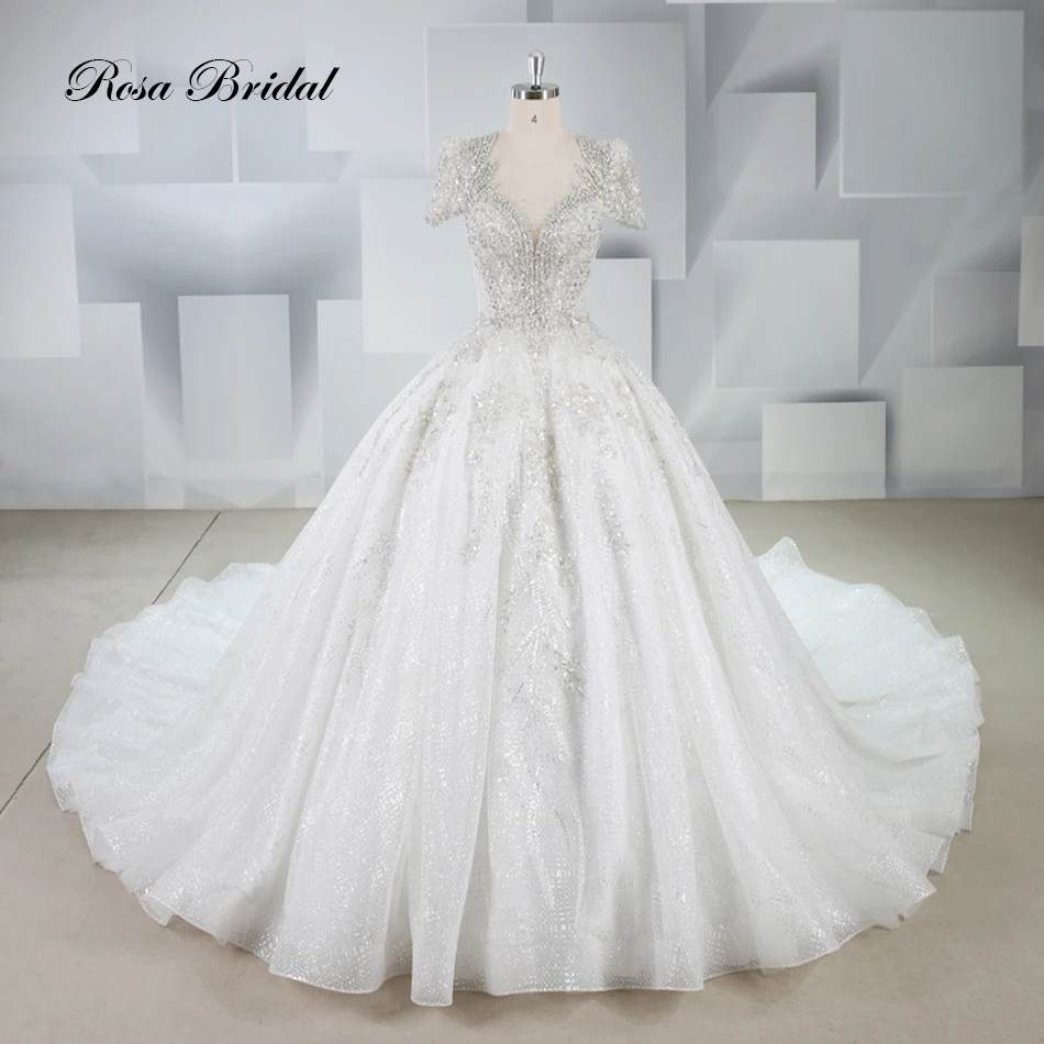 Short Sleeve Wedding Dress Beaded Original Design Wedding Dress