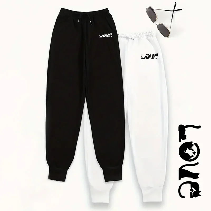 2 Packs Pants 2025 New Arrival Womens Jogging Pants 2 Piece Set Solid Color Sweatpants Autumn Winter Casual Lounge Wear Trousers