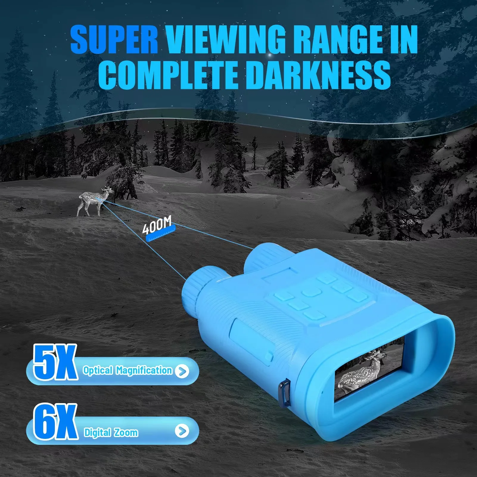 

Night Vision Binoculars for Hunting Camping Surveillance Outdoor Use with Infrared Illumination Full-Time Day Night