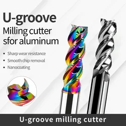HRC62/65 U Shape Alloy Aluminum Milling Cutter Carbide End Mill High-gloss Mirror 3 Flutes Router Bits Diameter 1-20mm Endmills