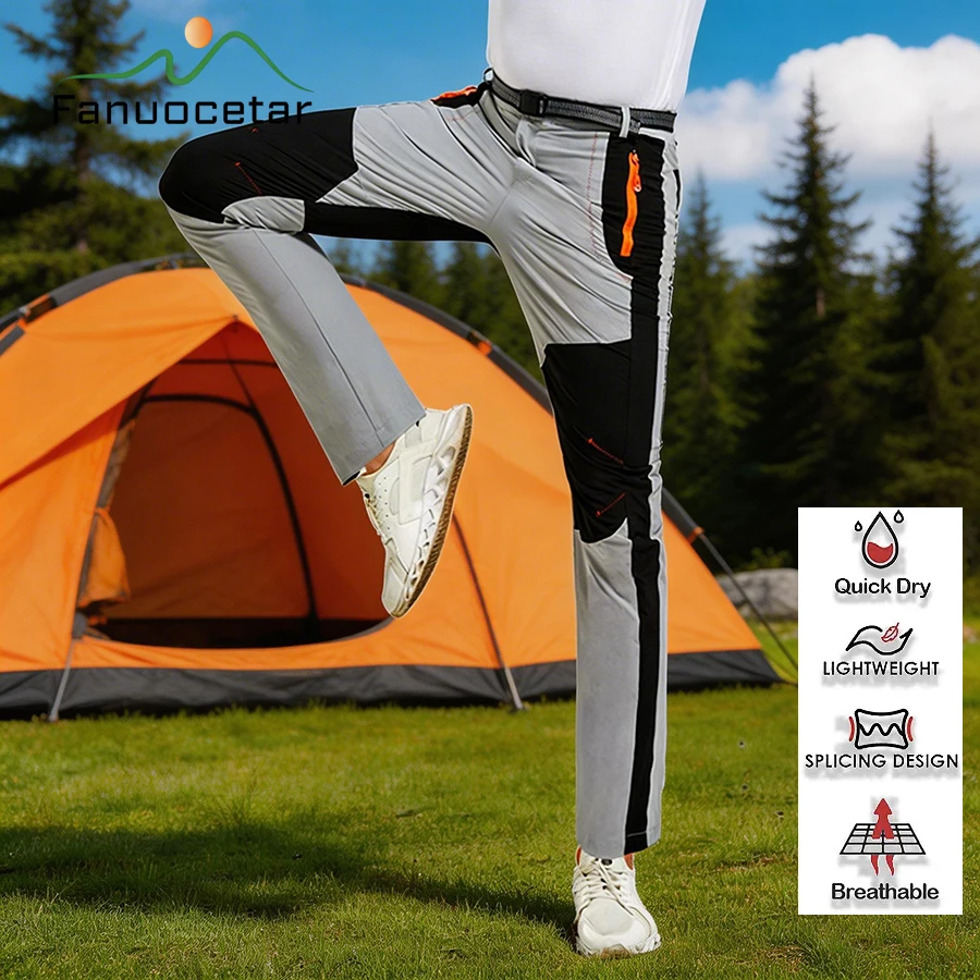 

Fanuocetar Mens Quick-Dry Pants - Summer Outdoor Sports,Waterproof,Stretch,Lightweight Mountain Trekking Hiking CampingTrousers