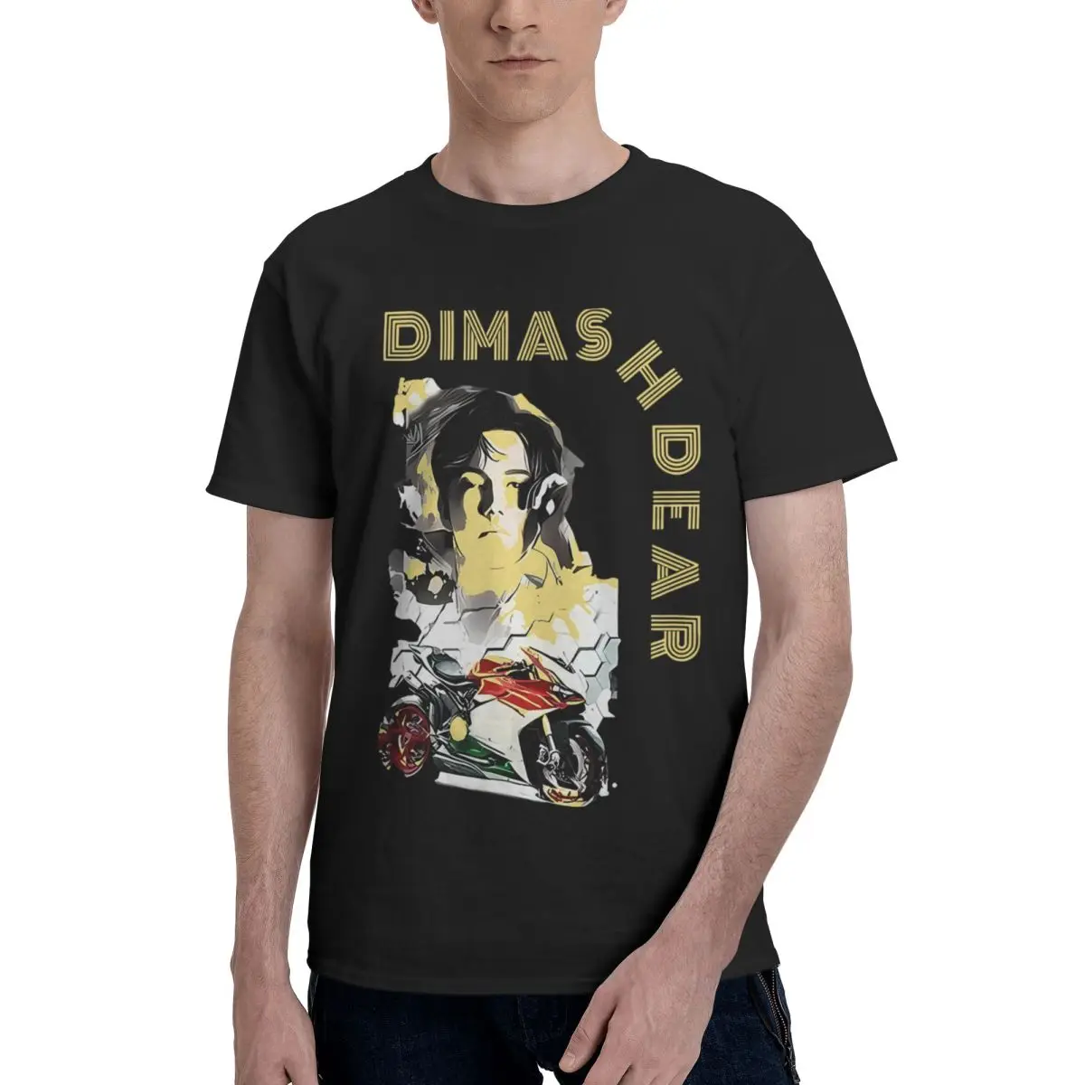

Dimash Kudaibergen Dear Dears Мотоцикл и музыка 100% хлопок Повседневная дышащая удобная аниме Высококачественная мужская одежда