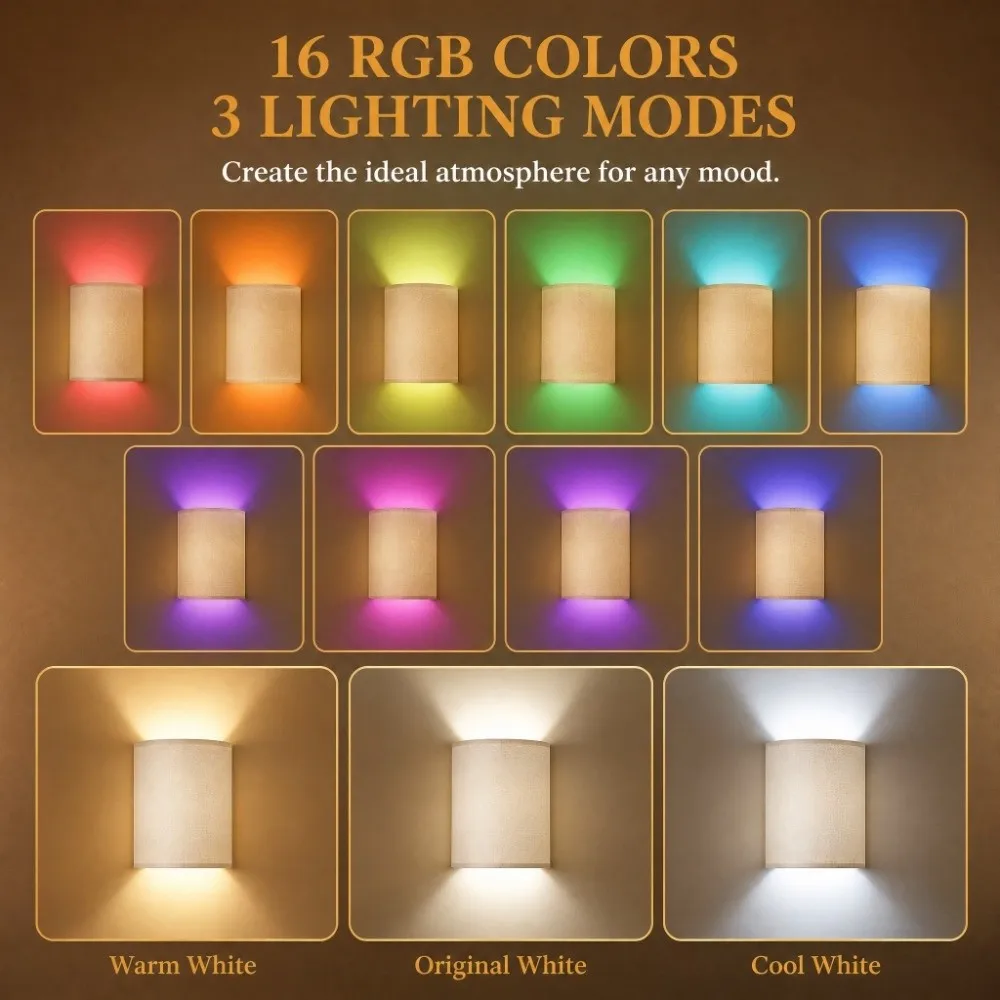 New Hot RGB Color Changing LED Wall Light Wireless RGB Multicolor Ambient Wall Sconce No Wiring Wall Sconce Stair Hallway