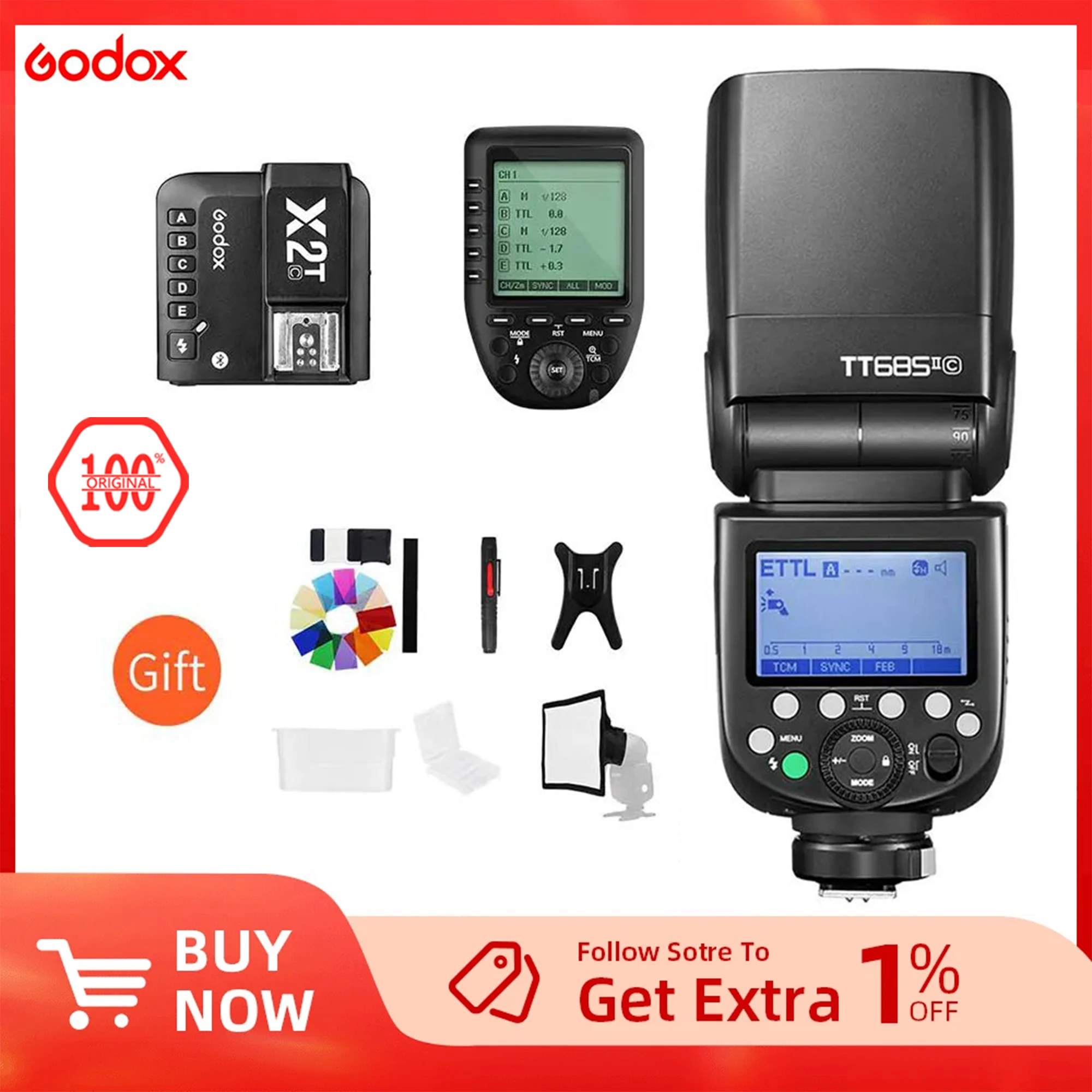 Godox TT685II TT685IIC TT685IIN TT685IIS TT685IIF TT685O TTL HSS Camera Flash Speedlite for Canon Nikon Sony Fuji Olympus Camera