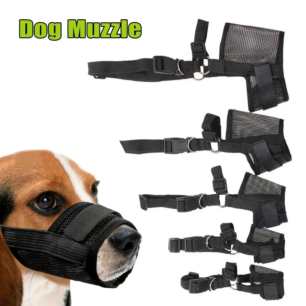 Hundemaulkorb gegen Bellen, verstellbarer, atmungsaktiver Mundschutz aus Mesh für kleine und große Hunde, Nylon-Zahnschutz-Zubehör für Haustiere