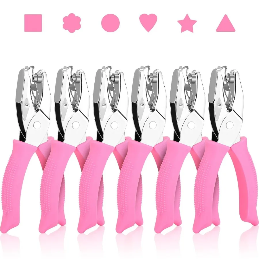 مجموعة 6 قطع من ثقب الحرف اليدوية بقطر 1 4 بوصة لمجلدات الورق ومشاريع القصاصات التي تتميز بنجمة القلب الدائرية