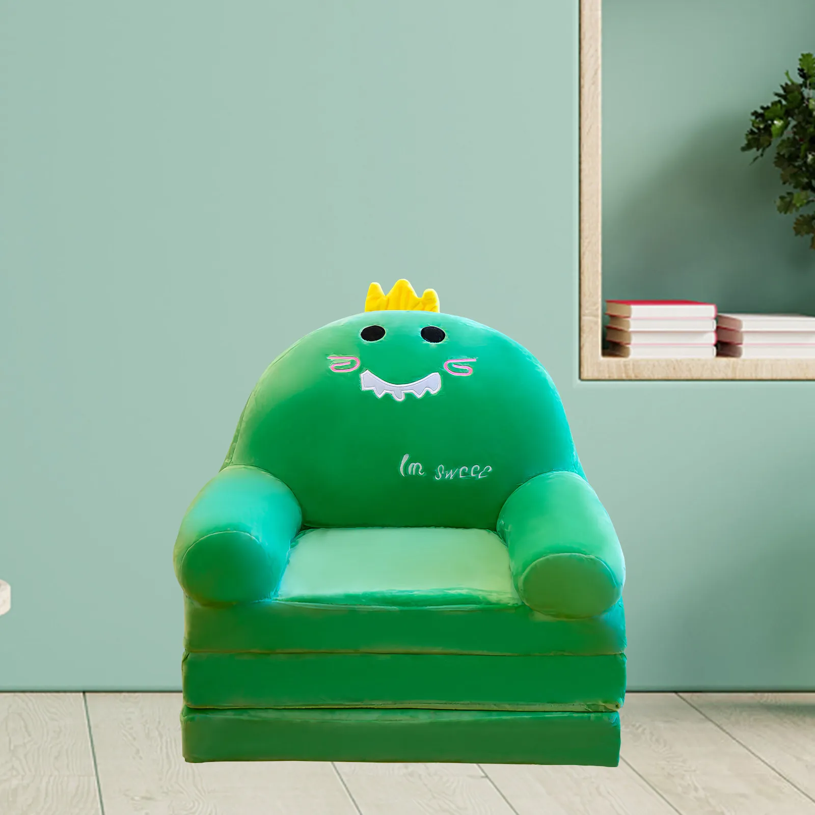 

Foldable Kids Armchair Cover Cartoon Design Bright Colors Delicate Workmanship Skin Friendly Zipper Easy Install Decorative