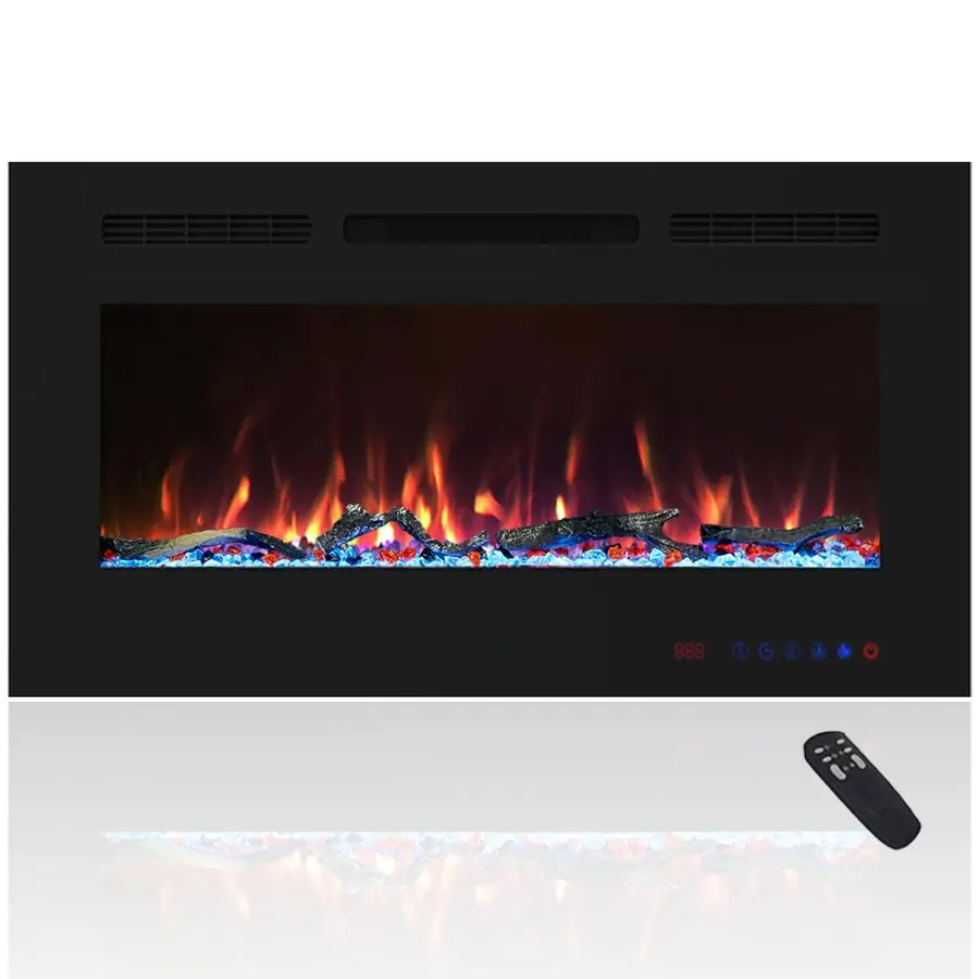 

30 inch Wall Mounted ampRecessed in Wall Electric Fireplace with Heater, Linear Wall Fireplace w Thermostat, Adjustable Flameamp