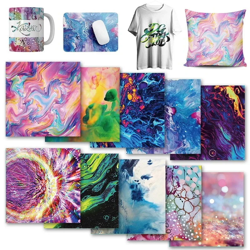 

WOWOCUT Watercolor Infusible Transfer Ink Sheet for Sublimation 12*12 IN Infusible Transfer Vinyl for Heat Press DIY T-shirt Mug