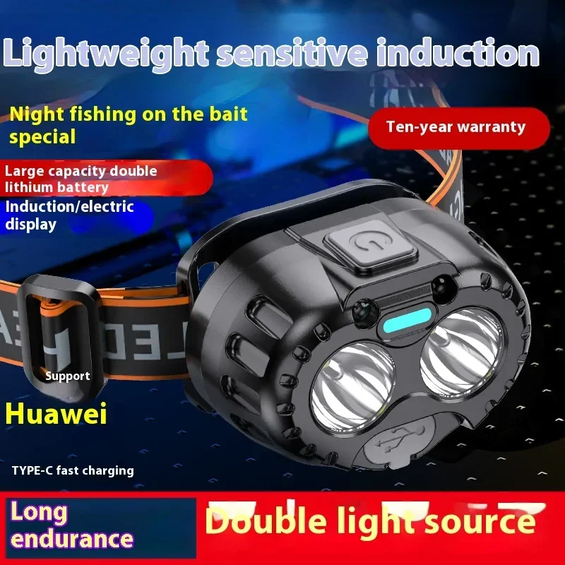 Lampu depan LED untuk memancing, lampu depan berkemah dapat diisi ulang dengan 3 mode pencahayaan untuk memancing, berkemah, dan mendaki gunung