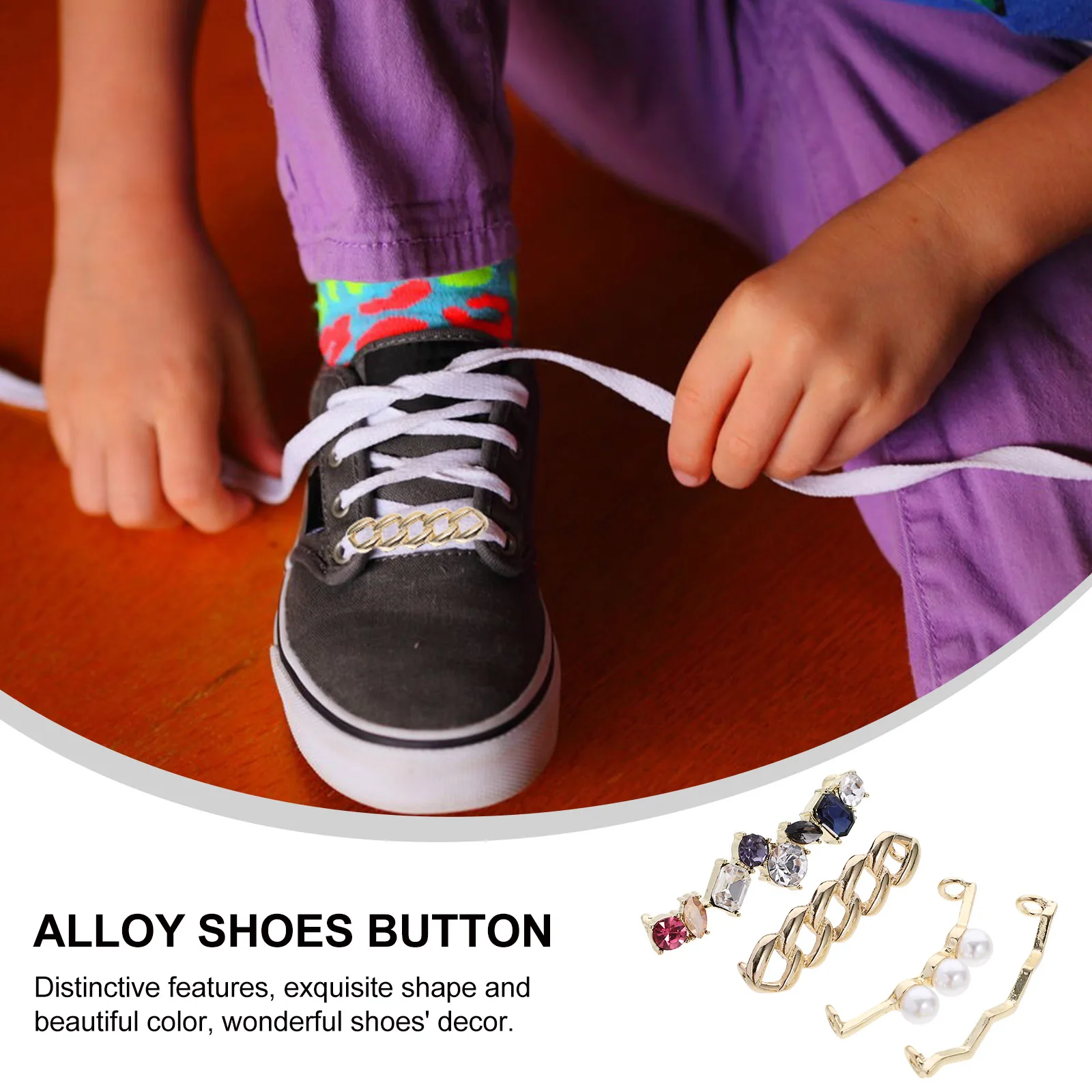 

4pcs Metal Rhinestone Shoelace Buckles Decorative Shoes Accessories Daily Wear Party Use High Quality Alloy Durable Bright