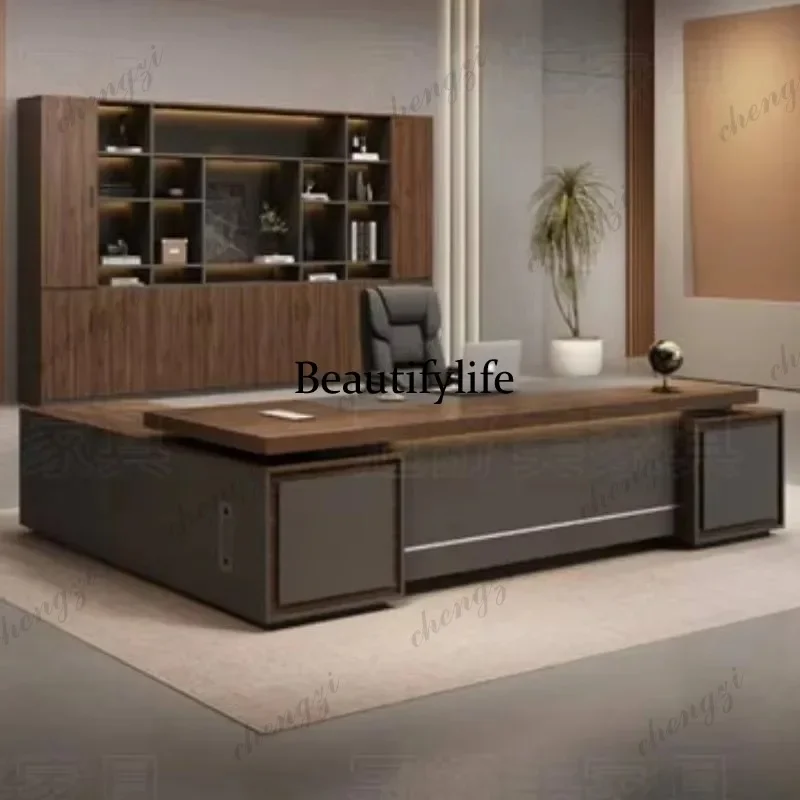 Y136  Nordic Upgrade Large Box Office Table Aesthetics Luxury Writing Study Office Desk Specialty Executive Commercial Furniture