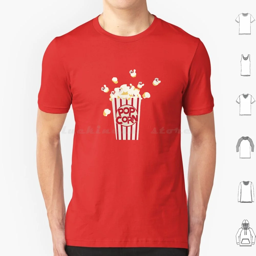 Retro Popcorn T Shirt Big Size 100% Cotton Retro Popcorn Retro Popcorn Explosion Red Circle Snack Designs111 Designs One Eleven