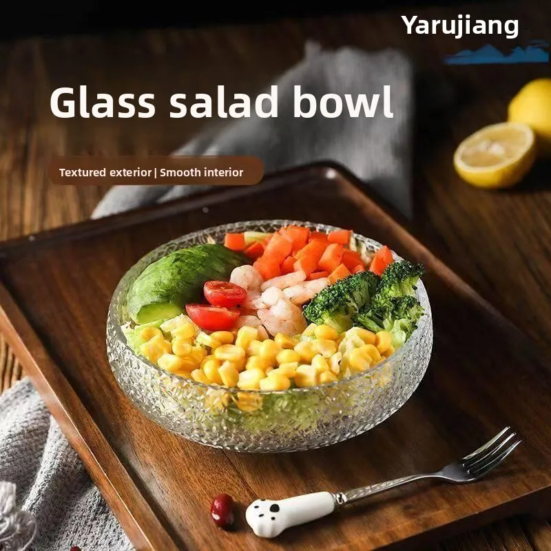 

Japanese Style Gold Rimmed Glass Bowl Transparent Salad Vegetable Dish Home Creative Cold Dish Instant Noodles Bowl Dining Ut...