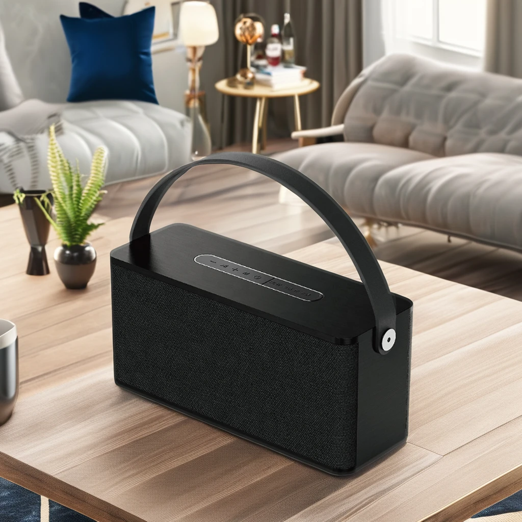 Available Fashion Wooden Portable Media Player Wireless Speaker With Loud Stereo Sound, Indoor Speaker for Bedroom, Living Room