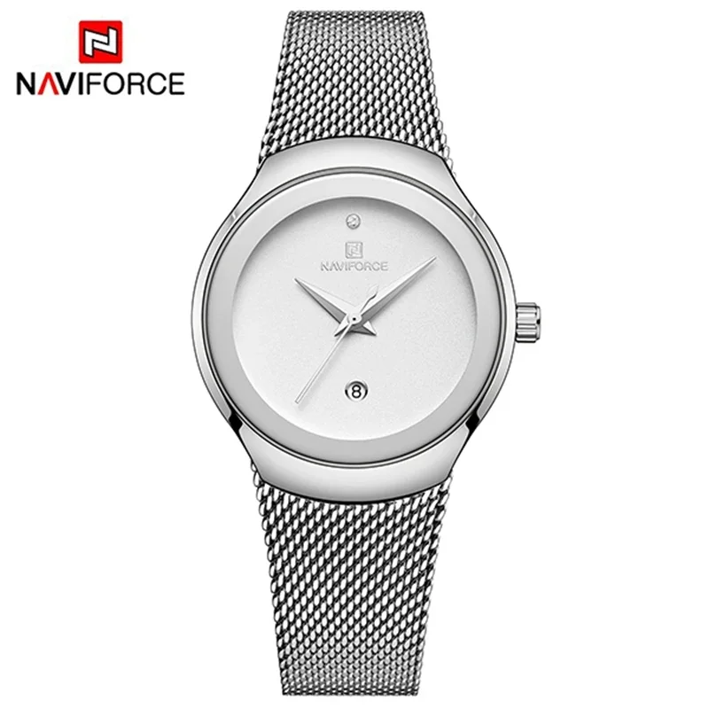 NAVIFORCE Fashion Watch for Women Quartz Waterproof Day Display Stainless Steel Wristwatch Girl Bracelet Clock Relogio Feminino