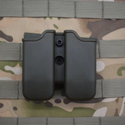 Tactical Double Magazine Holster Universal 9mm .40 Caliber Stack Mag Holder with 1.5-2 Inches Belt Clip and Paddle for Hunting