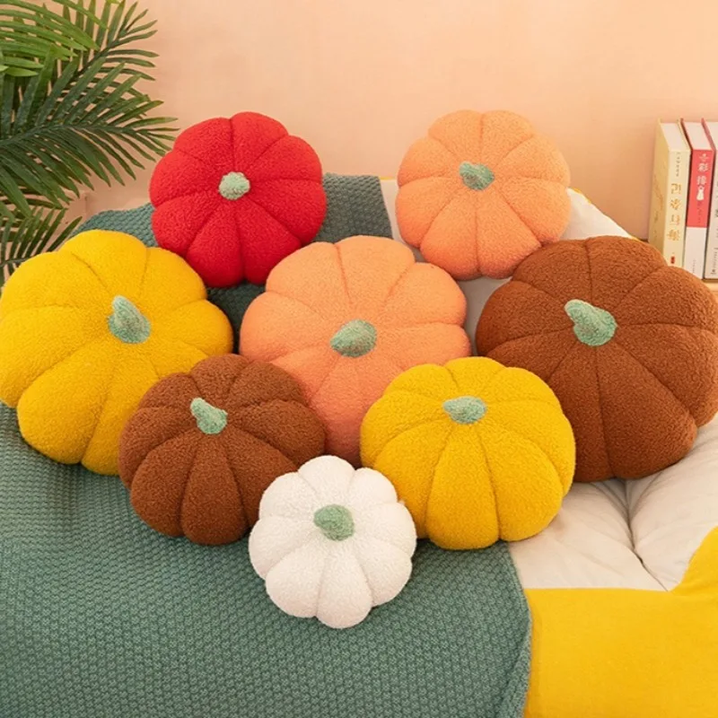 وسادة مريحة من القطيفة على شكل يقطين وسادة منسوجة ناعمة لغرفة المعيشة والمكتب والقيلولة وديكور المنزل على طراز صالة رائعة للهدايا