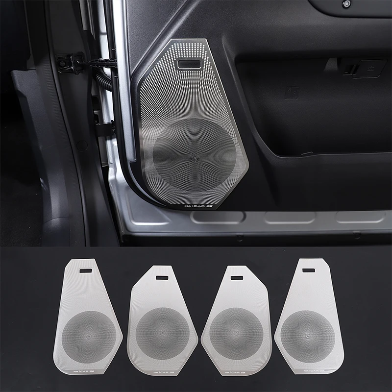 For Jaecoo 6 J6 Icar 03 2024+ Stainless Steel Car Inner Door Horn Net Trumpet Cover Trim Sticker Decoration Frame Accessories