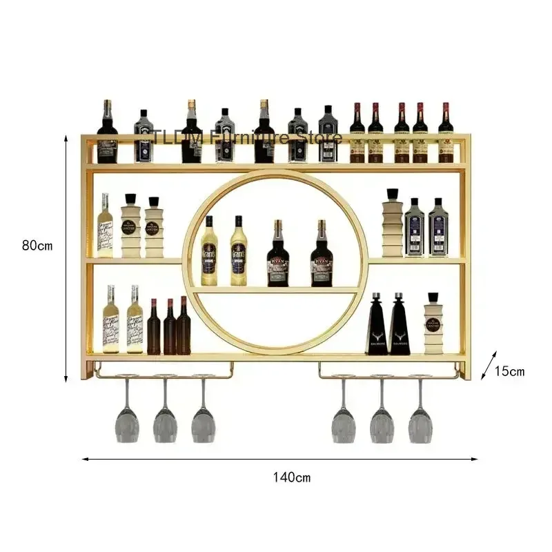 Industrial Wall Mounted Bar Wine Rack with Storage Cabinet Hanging Wine Shelf for Home Bar Dining Room Living Room Decor