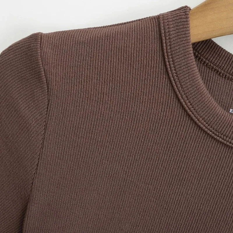 Rundhals Hochelastische Sommer-Cropped-Tops Damen Kurzarm-Oberteile Sexy Pullover Unterziehblusen Schlanke T-Shirts – Detail 15