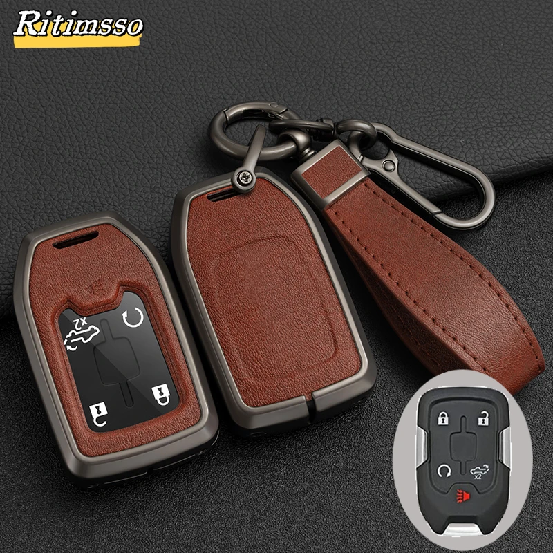 Zinc Alloy+Tpu Car Key Case Cover Fob Shell for Chevrolet Tahoe Silverado Suburban Tahoe GMC Sierra Acadia Terrain YUKON