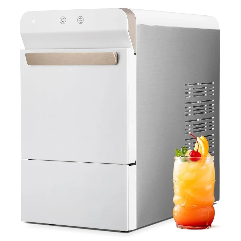 

Countertop Gemi Nugget Ice Maker Self-Cleaning Pellet Ice Machine Open and Pour Water Refill Stainless Steel Housing