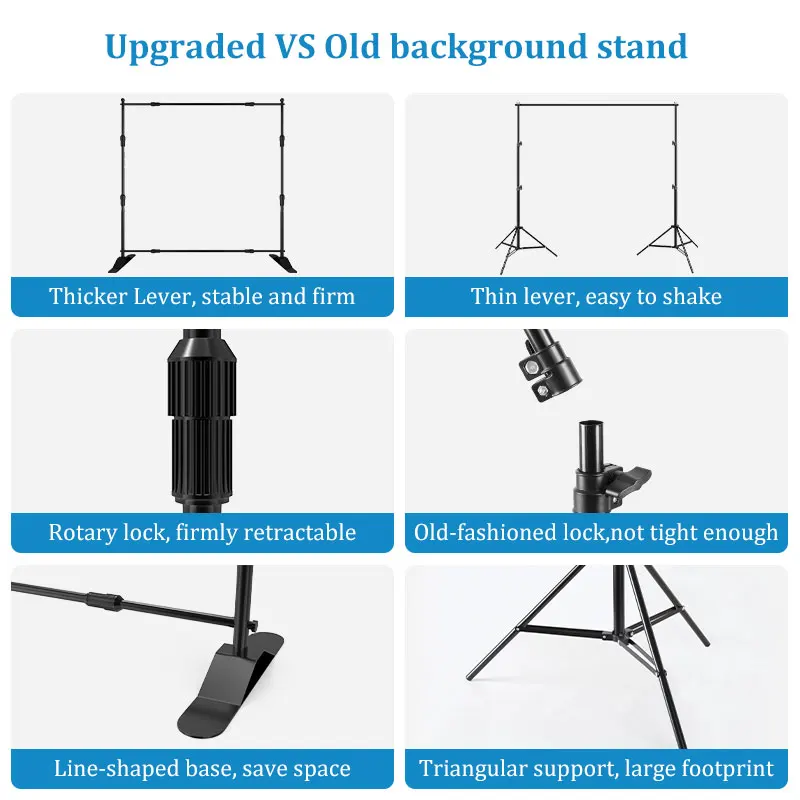 2.4x3M Heavy Duty Background Stand Upgraded Telescopic Chroma key Backdrop Banner Stand Photography Support System for Shoot