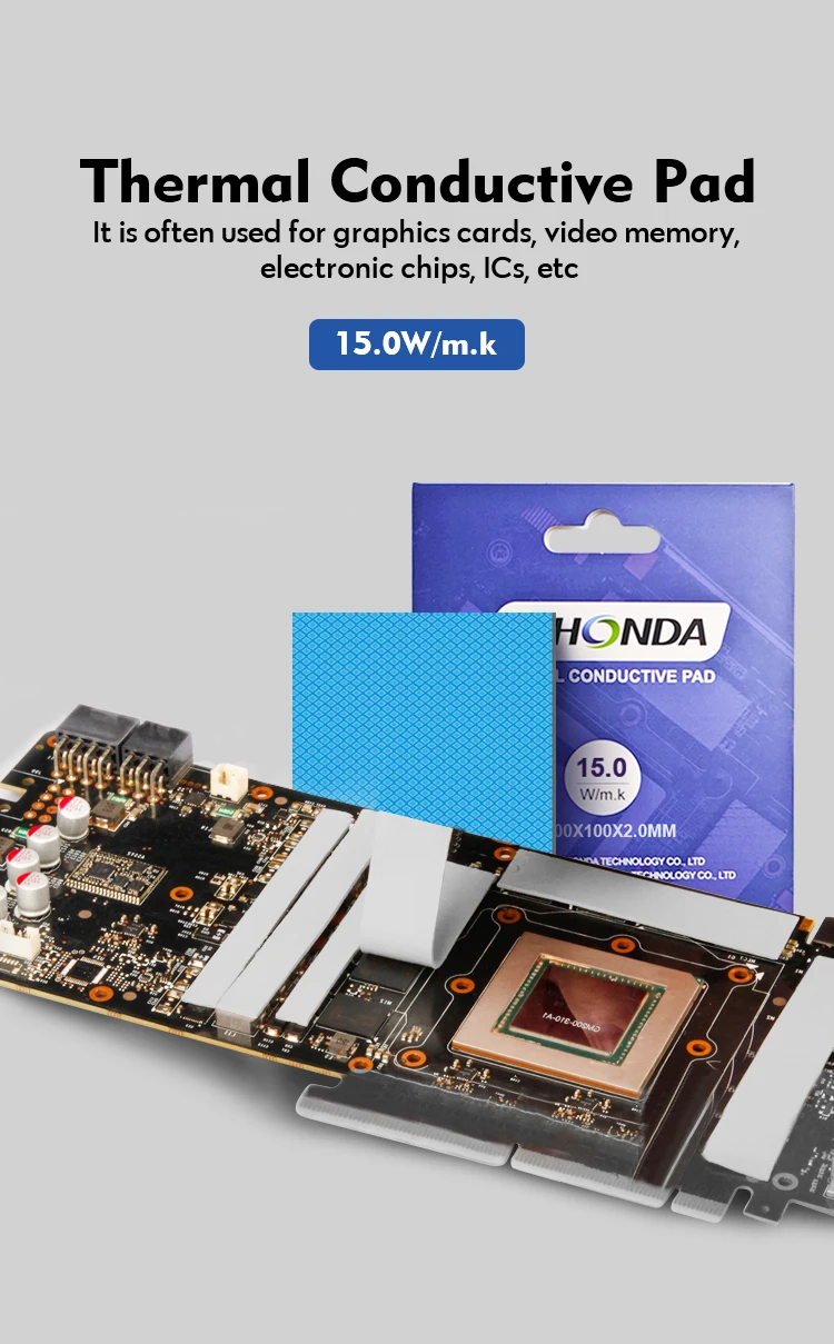 FEHONDA Silicone Thermal Pad 8/12.8/15W/Mk Thermal Pads for CPU Processor Cooling Thickness 0.5 0.75 1.0 1.25 1.5 2.0 2.5 3.0mm