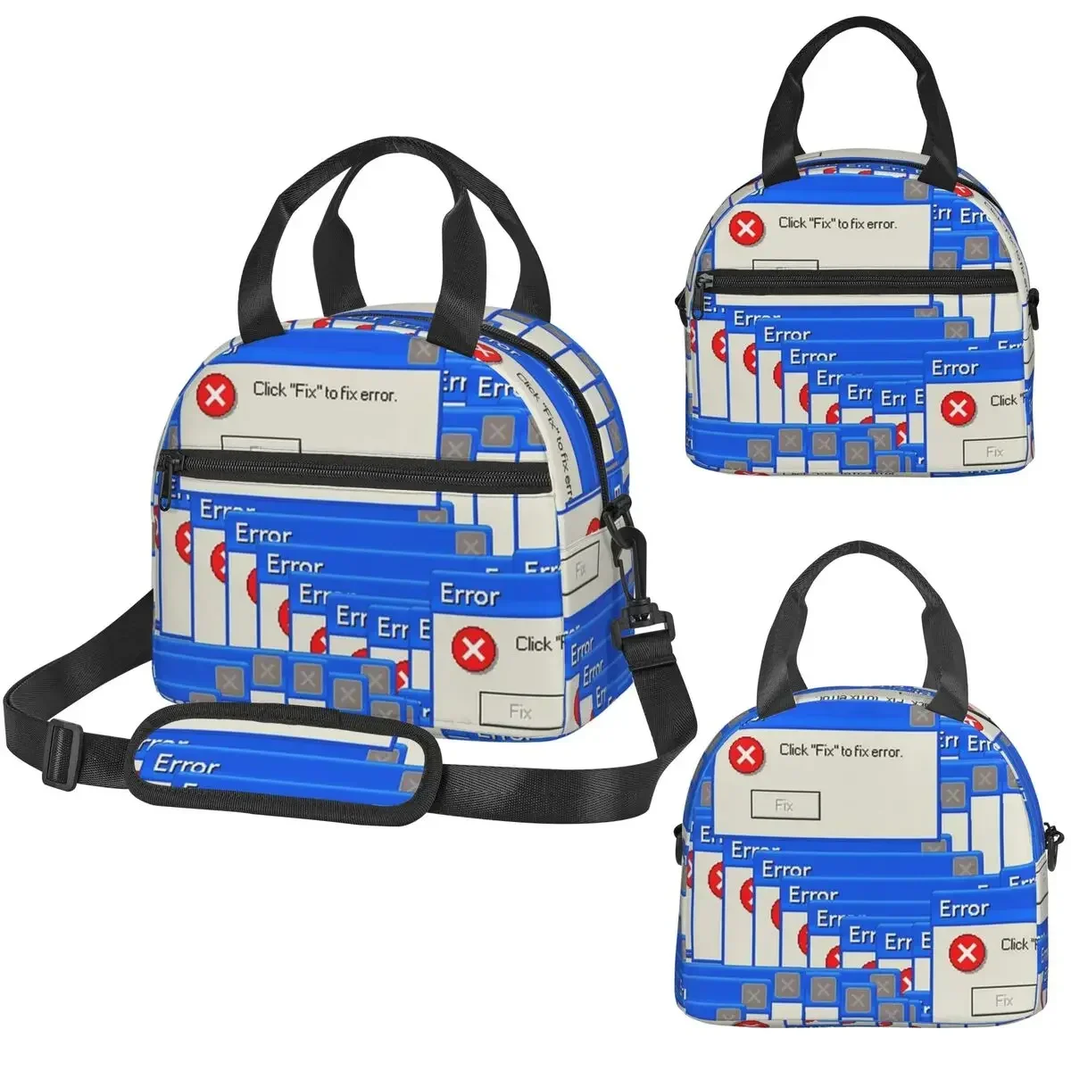 Windows Xp Error Tiled Insulated Lunch Bag for Women Office Cooler Thermal Box Tote Leakproof Lunch Boxes